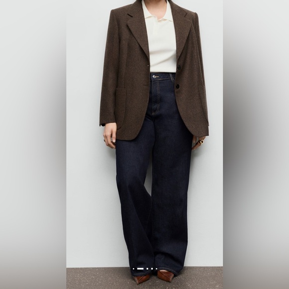 Mango Danila Wide Leg Jeans Dark Wash Size 4 Hemmed 29” Inseam - Picture 8 of 8